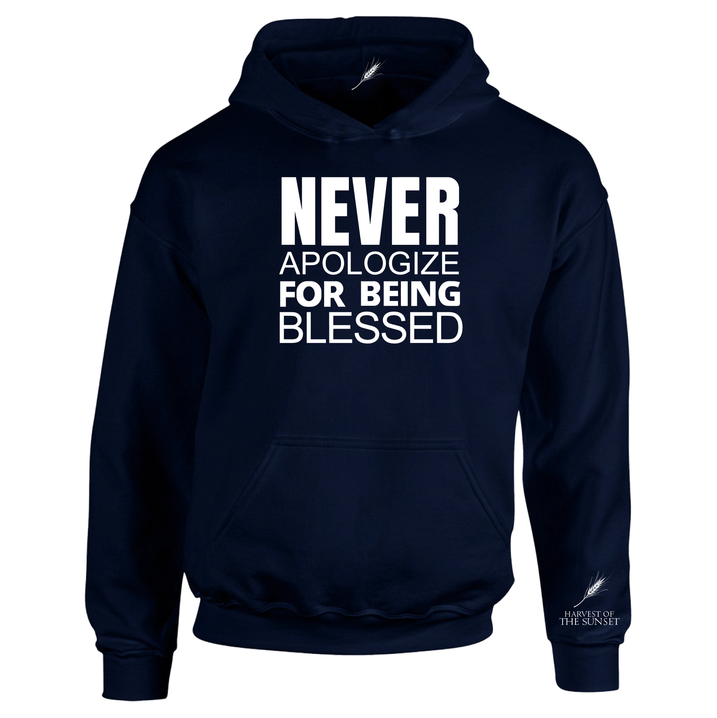 NEVER APOLOGIZE FOR BEING BLESSED UNISEX HOODIE