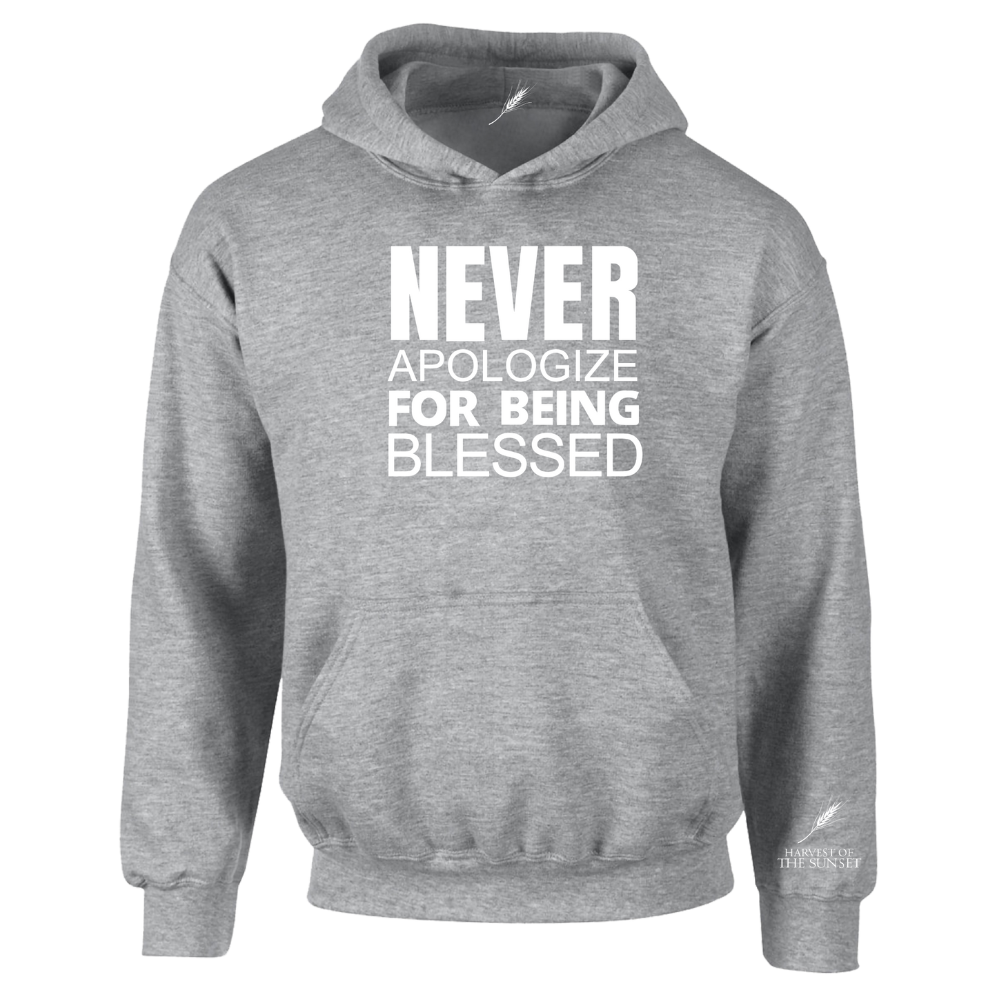 NEVER APOLOGIZE FOR BEING BLESSED UNISEX HOODIE
