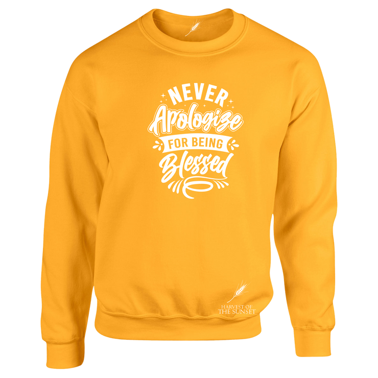 NEVER APOLOGIZE FOR BEING BLESSED- (LADIES DESIGN) UNISEX SWEATSHIRT